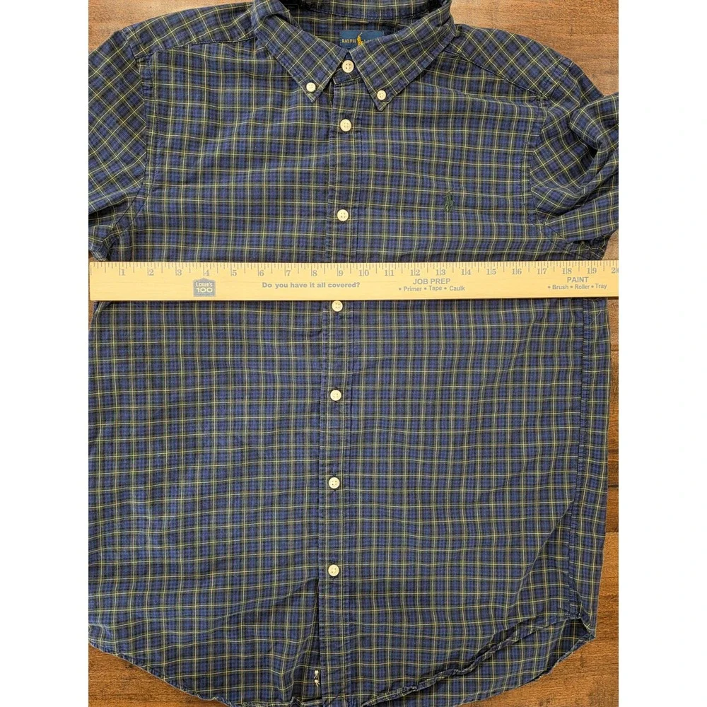 Y2K Ralph Lauren Preppy Boys XL 18-20 Plaid Button Down Shirt Long Sleeve Pony